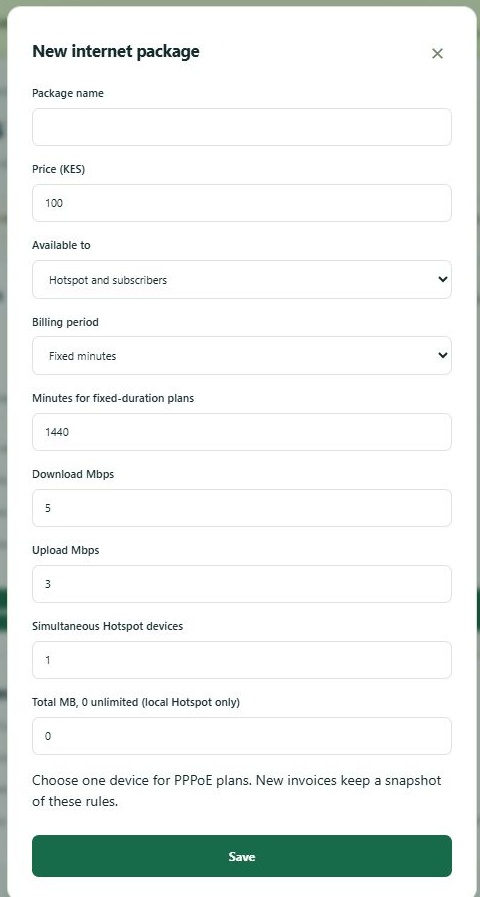 LinkDesk New internet package — sample feature-tour interface