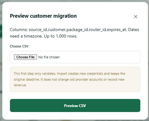 LinkDesk Preview customer migration — sample feature-tour interface