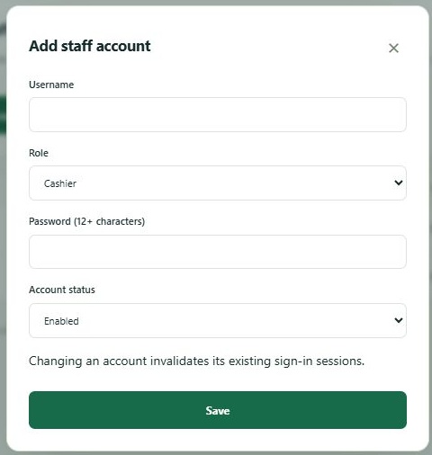 LinkDesk Add staff account — sample feature-tour interface