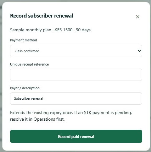 LinkDesk Record subscriber renewal — sample feature-tour interface