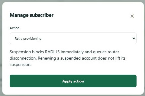 LinkDesk Manage subscriber — sample feature-tour interface
