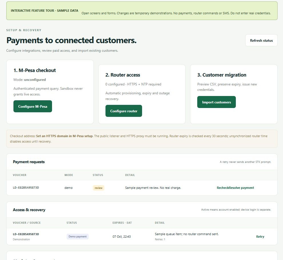 LinkDesk Payments to connected customers. — sample feature-tour interface