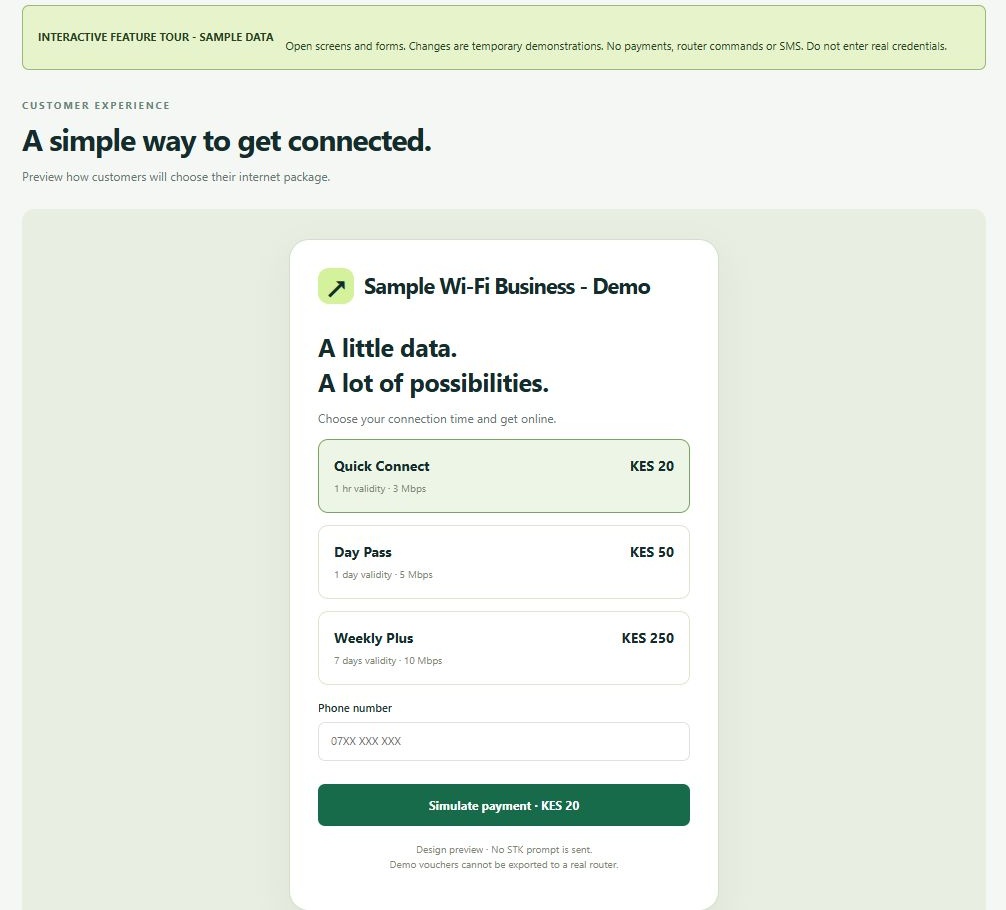 LinkDesk A simple way to get connected. — sample feature-tour interface